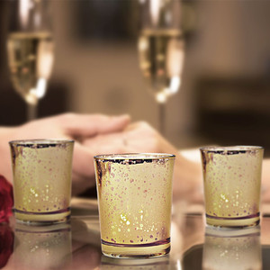 Set di 12 pezzi porta candele in vetro luce da tè per matrimonio <span class=keywords><strong>oro</strong></span> votivo con tappo in alluminio per matrimoni - Product Image 3