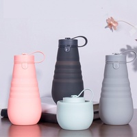 Vente en gros de gobelets pliables en silicone de 600 ml, bouteille d'eau portable pour le sport et les voyages, gobelets extensibles, bouilloire d'extérieur