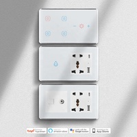Interrupteur tactile 1/2/3/4 voies Tuya 147*86mm Type universel UK, interrupteur intelligent ZigBee pour ventilateur mural et éclairage, compatible avec Alexa Google Home