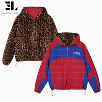 Veste bomber réversible en fausse fourrure léopard LARSUR Custom Factory, veste tactique utilitaire courte, veste de pilote en nylon satiné patchwork