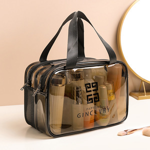 PVC Double Layer Toiletry <b>Bag</b> Large Capacity <b>Dry</b> Wet Separation Zipper Closure Rectangle Water Resistant Cosmetic Storage Letter - Product Image 1