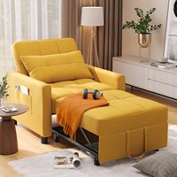 Chaise de canapé de loisirs personnalisée canapé-lit jaune canapé-chaise avec oreiller de dossier réglable capacité de charge maximale de 330 lb