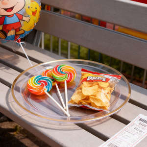 Plato <span class=keywords><strong>de</strong></span> Cena Elegante <span class=keywords><strong>de</strong></span> <span class=keywords><strong>Material</strong></span> PS Transparente, Estilo Moderno, Borde Dorado Refinado, Vajilla Desechable para Catering, Bodas, Banquetes y Fiestas - Product Image 4