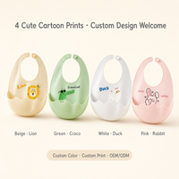 Bavoir bébé en silicone souple avec poche récupératrice de nourriture en forme de vague profonde de 9 cm, boutons-pression sécurisés, ajustement ergonomique, garde les vêtements et le sol propres