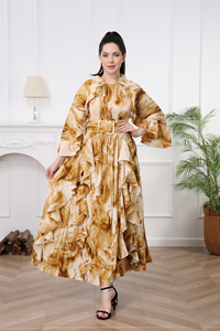 Nouveautés 2024, <span class=keywords><strong>robe</strong></span> bohème à imprimé floral jaune vintage, <span class=keywords><strong>robe</strong></span> longue à volants, manches longues, plissée, maxi <span class=keywords><strong>robe</strong></span>, convient à toutes les occasions - Product Image 3