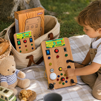 Tableau d'activités Montessori en bois alimenté par USB avec interrupteur LED, jouet sensoriel pour l'apprentissage de la motricité fine des enfants d'âge préscolaire