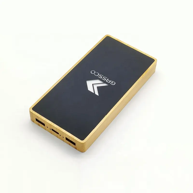 New Product OEM ODM 8000mah 10000mah Portable Charger Double USB Powerbank Eco Friendly Bamboo Custom Logo Power Station