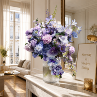 Bunga Plastik Sutra Buatan - Mawar Ungu/Lavender Hydrangea untuk Pernikahan Dekorasi Rumah Aula Pernikahan Gaya Modern