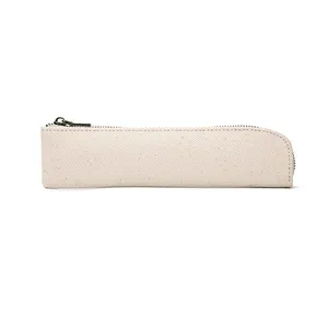 Pencil Case Cute Thin And Slim Pencil Pouch Small Pen Case Simple And Stylish Cotton Canvas Lightweight Pencil Bag