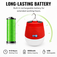 Lampe de camping d'urgence LED rechargeable ; Lampe d'éclairage extérieur portable à batterie haute capacité, étanche IP44, rechargeable par USB