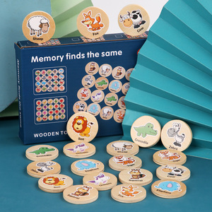Juego de memoria de madera educativo para niños, frutas de animales, Memoria cognitiva para bebés, juguete de ajedrez, entrenamiento de enfoque para niños, juguete educativo de madera - Product Image 2