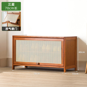 Meuble de rangement en bois pour la maison, étagère à chaussures en rotin, organisateur de chaussures à 6 niveaux, grande capacité, étagère à chaussures - Product Image 5