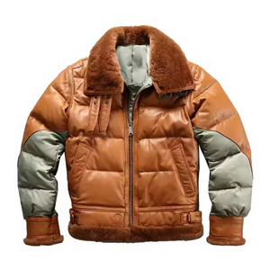 Veste en cuir d'hiver pour hommes de grande taille personnalisée en gros à des prix imbattables - Product Image 1