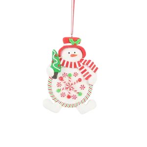 Cross Border Hot Selling 5.5-inch Snowman Deer Christmas Clay Pendant Christmas Tree Pendant With Green And White Decorations