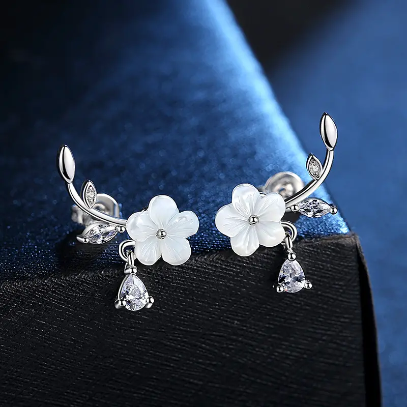 TongLing Earring Fine Jewelry Fashion Cz Flower Diamond Crystal Stud Earring