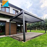 4x12m Açık Hava Yemek Alanı Büyük Boy Modern Su Geçirmez Panjurlu Elektrikli Alüminyum Pergola Sistemi (Bahçe ve Veranda İçin)