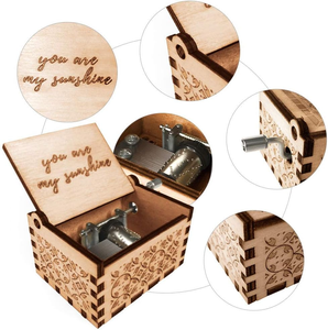 Nueva <span class=keywords><strong>Caja</strong></span> de Música de Madera con Manivela, Personalizada, Grabada con Láser - Product Image 5