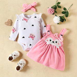 Vêtements pour enfants, petite/grande <span class=keywords><strong>sœur</strong></span>, barboteuse à manches courtes bouffantes, robe imprimée de fleurs, ensemble avec bandeau à nœud - Product Image 5