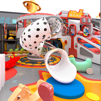 Aire de jeux sur le thème de l'espace personnalisée Aoleao avec toboggan LED, fosse à balles interactive UFO et structures de jeu multi-niveaux certifiées CE TUV