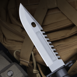 Cuchillo de Caza de Acero Inoxidable con Mango de Madera, Hoja de Punta Caída, Borde Recto, Funda de Cuero de Grado Industrial - Product Image 5