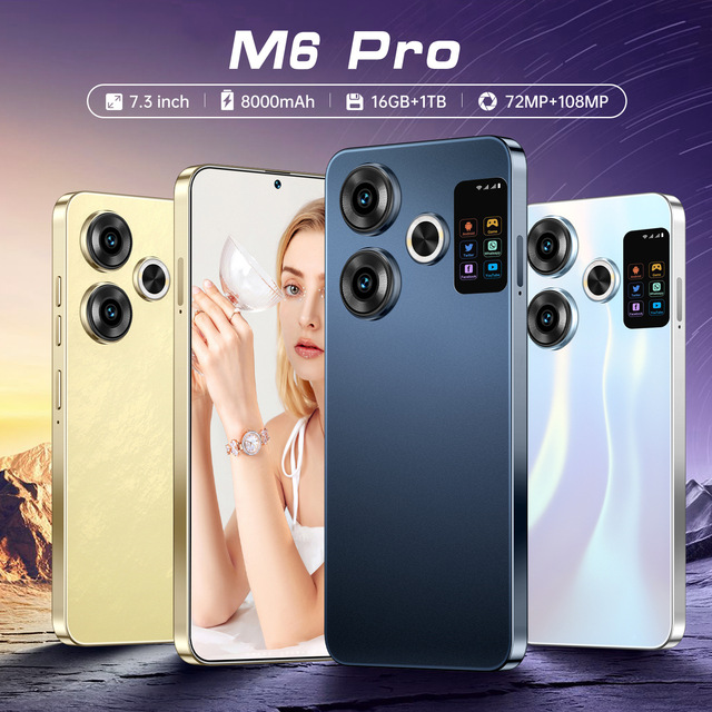 New Arrived Low Price M6 Pro Mobile Phones Dual Sim Global Version Smartphone 16gb+1tb Cell Phones