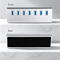 Hub USB 3.0 avec câble, hub en alliage d'aluminium 5 Gbps, 7 en 1, sans pilote, répartiteur, extension USB pour ordinateur, adaptateur de synchronisation des données