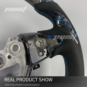 Volante de Fibra de Carbono Forjado con Diseño Personalizado en Azul y Agarre de Microfibra Negra para <span class=keywords><strong>Hyundai</strong></span> I30N I20N ElantraN N-<span class=keywords><strong>line</strong></span> - Product Image 4