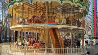 Manège à deux niveaux sur le thème des parcs d'attractions en plein air, manège double étage personnalisé de style européen vintage pour centre commercial et attraction touristique
