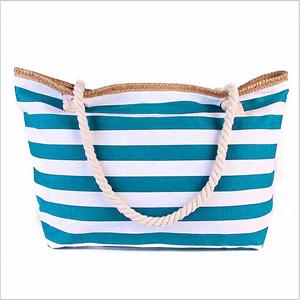 Bolsa de Mano de Lona a Rayas de Alta Calidad, Bolsa de Playa Personalizada para Mujer, Producto Promocional - Product Image 2