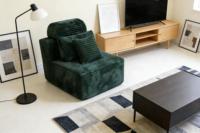 Fauteuil canapé compressé côtelé couleur personnalisée, emballé sous vide, gain de place, sans structure, entièrement en mousse, taille sur mesure pour hôtel et atelier