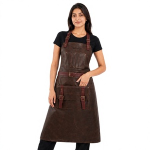 Tablier en cuir pour femme Tiierwear avec poches, sangle réglable, logo imprimé numériquement, détection par aiguille, fermeture à pression, idéal pour la restauration - Product Image 1