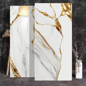 Carrelage de sol moderne de luxe pour le salon plaqué or Dali Jade inspiré de l'imagination de la soie <span class=keywords><strong>pierre</strong></span> colorée dorée pour la maison - Product Image 4