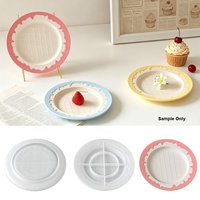 Moule en silicone pour plateau rond à volants motif 'Early Riser Cream', plaque à gaufres, ornement, pour moulage de plâtre DIY, décoration de table et d'intérieur