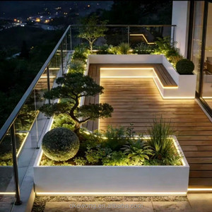 Jardinera Cuadrada Grande de Acero Inoxidable H026, Maceta Resistente, Ecológica y Resistente a los Rayos UV para Entrada de Edificio de Oficinas - Product Image 4