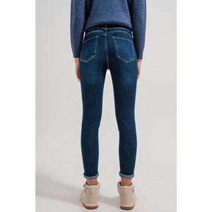 Jean skinny taille haute en bleu foncé - Product Image 3