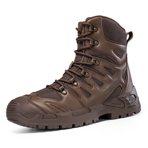 Bottes tactiques en cuir marron DF22 AS33 2706 imperméables et respirantes pour la randonnée en extérieur toutes saisons à tige haute - Product Image 1