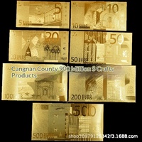 Cartes commémoratives en PVC fournies par le fabricant, impression dorée recto-verso, technique de moulage sous pression, thème monnaie 7 euros, lot de 7