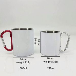 Mug de camping en acier inoxydable vierge pour sublimation, 220 ml et 300 ml, avec mousqueton, pour le sport, les voyages et la randonnée - Product Image 3