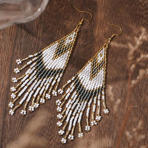 وصول جديد بوهو متعدد الألوان شرابة Miyuki انخفاض الأقراط المصنوعة يدويا Etsy الأزياء والمجوهرات البذور للنساء - Product Image 6