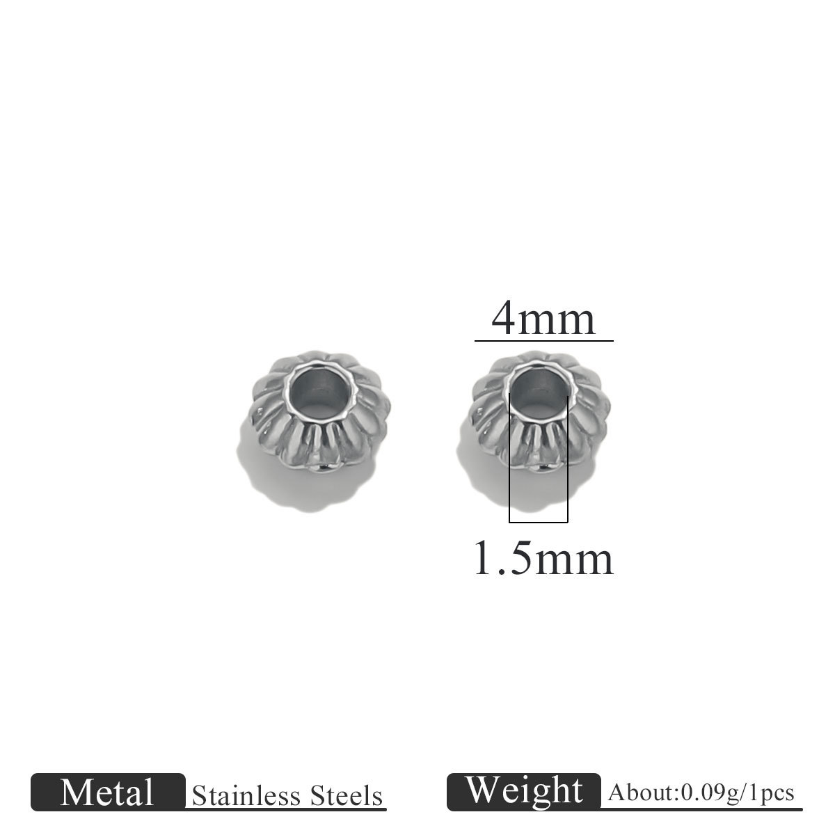 Steel silver beads-4mm