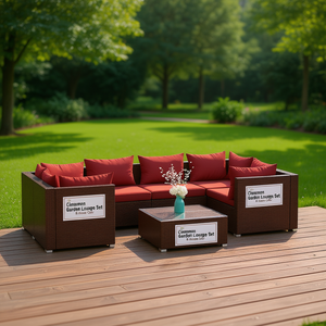 Ensemble de salon de jardin Cinnamon Garden en rotin brun, mobilier d'extérieur 6 places, contemporain, résistant aux intempéries - Product Image 2