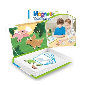 Nouveau bricolage Puzzle jouet dinosaure 3D livre magnétique jeux de société éducatif papier aimant Puzzles boîte pour les enfants - Product Image 4