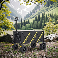 Chariot pliable portable de grande capacité pour l'extérieur, voyage en pleine nature, camping, petit chariot à tirer, chariot de courses