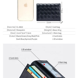 Leather Card <b>Holder</b> for Men and Women Leather Business Credit Card <b>Holder</b> <b>Wallets</b> Goat Leather Woven Card <b>Wallet</b> - Product Image 5