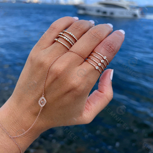 Dangnel 925 gümüş nazar el zinciri göz bilezik sarkan yüzük ile Dainty bilek takı kadınlar için 14K altın seçenekleri - Product Image 6