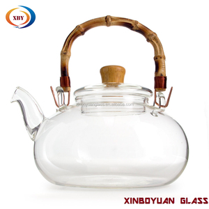 Trasparente in vetro <span class=keywords><strong>pyrex</strong></span> grande teiera con manico di bambù - Product Image 2