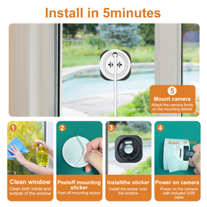 Caméra de fenêtre Tuya 2K QHD, WiFi double bande, caméra IP de sécurité <span class=keywords><strong>ONVIF</strong></span>, détection humaine par IA, installation sans perçage, compatible avec Alexa - Product Image 2
