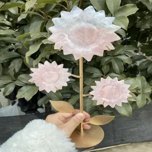 großhandel Fanshi hohe qualität heilung kristall-Sonnenblumen-Kombination mit Halter für Haus Dekorationen als Geschenk