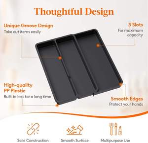 Divisorio Espandibile in Plastica Ecologica a 3 Livelli <span class=keywords><strong>per</strong></span> Cassetto della Cucina, Porta Posate Regolabile - Product Image 4