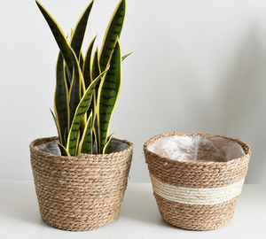 Round Woven Seagrass Hanging <strong>Plant</strong> Flower Pot Water Hyacinth Storage <strong>Basket</strong> <strong>for</strong> Outdoor - Product Image 1